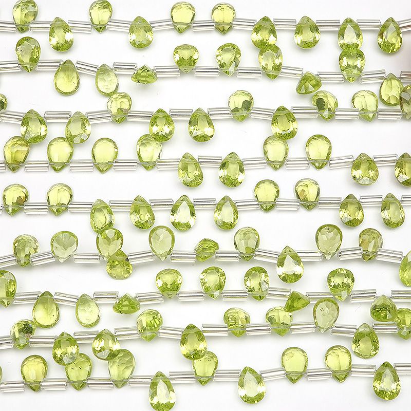 ペリドット ペアシェイプファセットカット 7×5mm［プレミアムカット