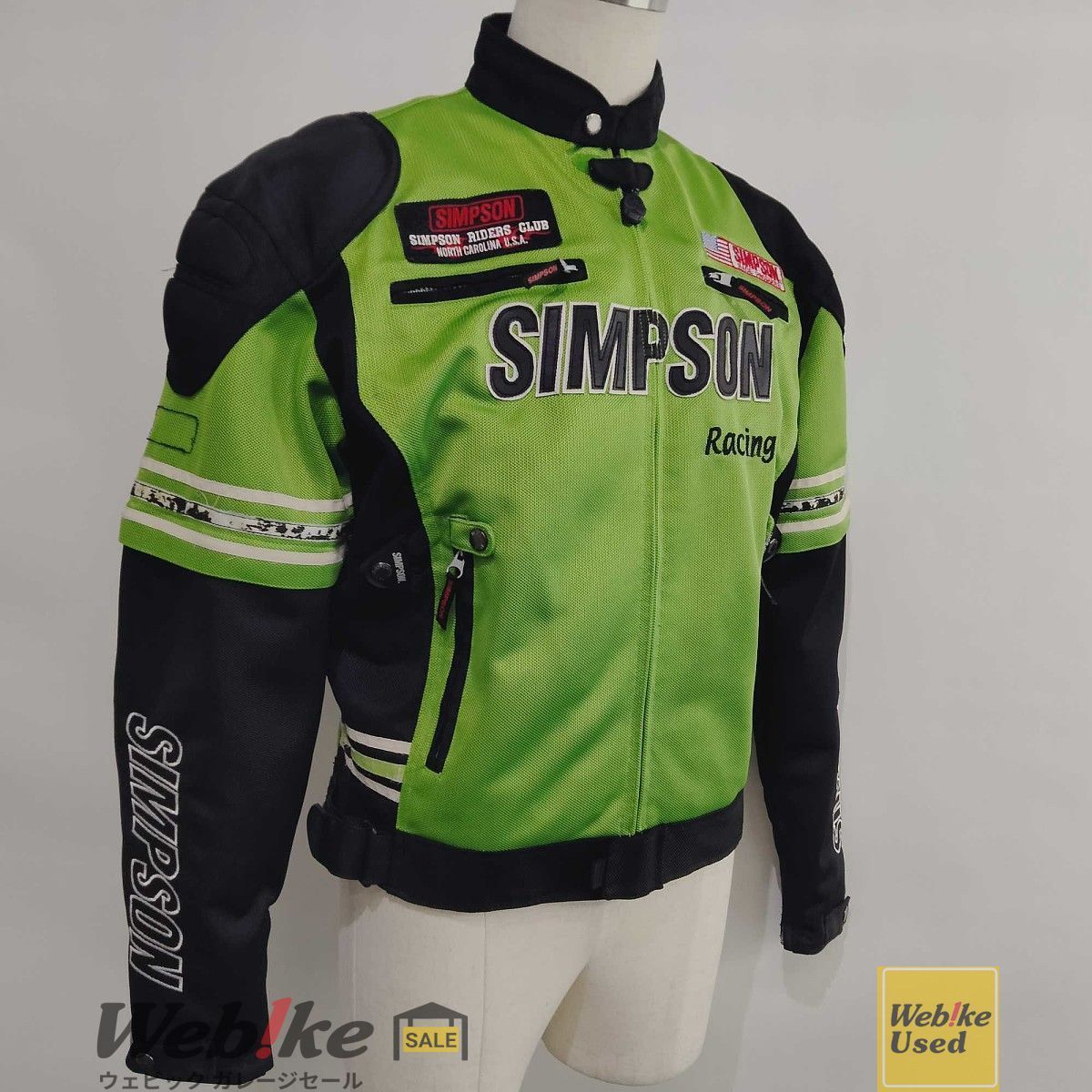 ★美品★シンプソン　黒緑レーシング　バイクジャケット　Lサイズ　刺繍　メッシュ SIMPSON シンプソン メッシュジャケット | サイズ：L RXBI21465 - メルカリ