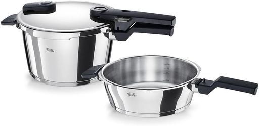 フィスラー Fissler 圧力鍋ビタクイックセット4.5 L スキレット2.5 LガスIH対応3 4人向pressurecooker 2段階圧力設定ドイツ製ステンレス製600-410-11-000