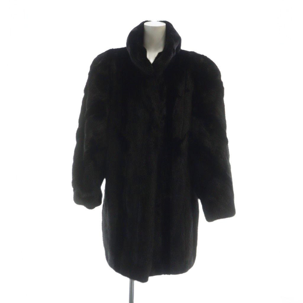 サガミンク SAGA MINK 銀サガ 毛皮コート ミドル 長袖 総裏地 ブラックミンクファー F 黒 ブラック GY 18 MQ