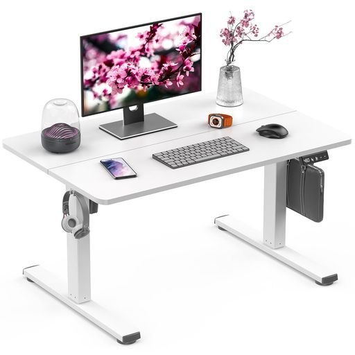 Xyndyx電動オフィスワークローデスクテーブル自動昇降式デスクスタンディングデスク高さメモリー機能静音衝突検知収納フック付きpcオフィスデスクテレワーク 幅100 x奥行き60 x高さ48 75 cm