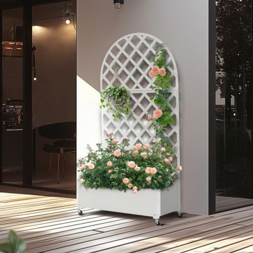 BTMフェンスプランター付き目隠し電着塗装簡単設置90 40 170 cm園芸用品ガーデンラティス花壇フェンスガーデニング花立て庭園おしゃれ