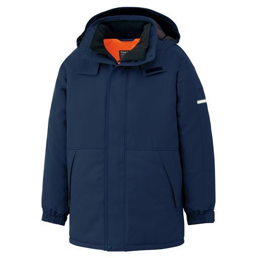 ミドリ安全 防寒服長袖コート男女兼用高視認撥水M 4067上ネイビー5 L