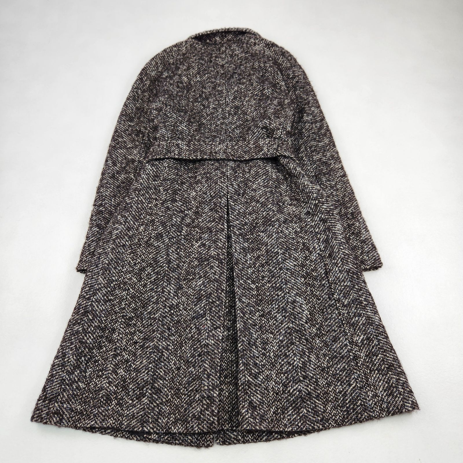 マックスマーラ ロングコート ベルテッド ツイード ブラウン 38 M L