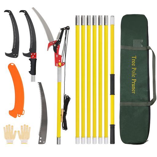 Kokorona 8 m高枝切りノコギリ8段階高枝切鋏鋭い刃とハサミ付き合金鋼耐久性手動剪定軽量高さ調節高枝切りバサミ高枝のこぎり鋸付き園芸用ノコギリ樹庭林業