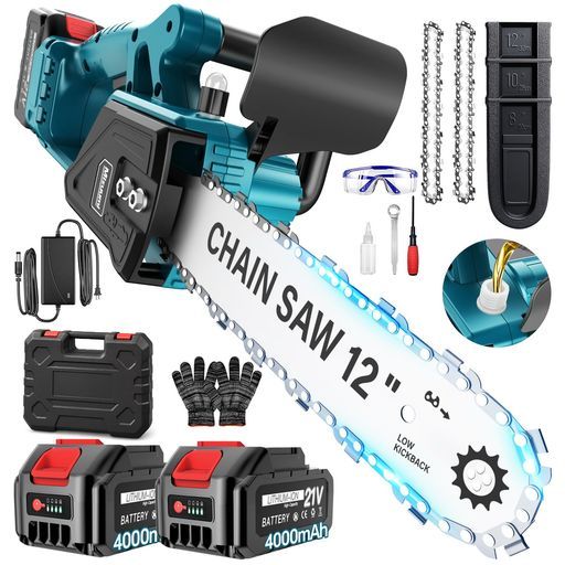 チェーンソー充電式ブラシレス2025新登場電鋸電動12インチ電動チェーンソー切断径350 mm給油 大容量バッテリー搭載充電式チェーンソー家庭用エンジンポータブルハンディ木工切断枝切