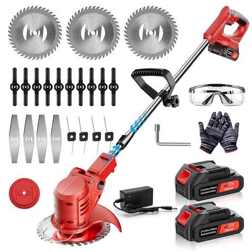 Fcalvy草刈り機充電式草刈機コードレスバッテリー付き18000 rpm軽量ナイロンカッター伸縮 角度調整枝切り植木雑草充電式刈払機4種類の刃 替刃枝切り芝生敷地畑雑草植木農業家庭用芝刈り機