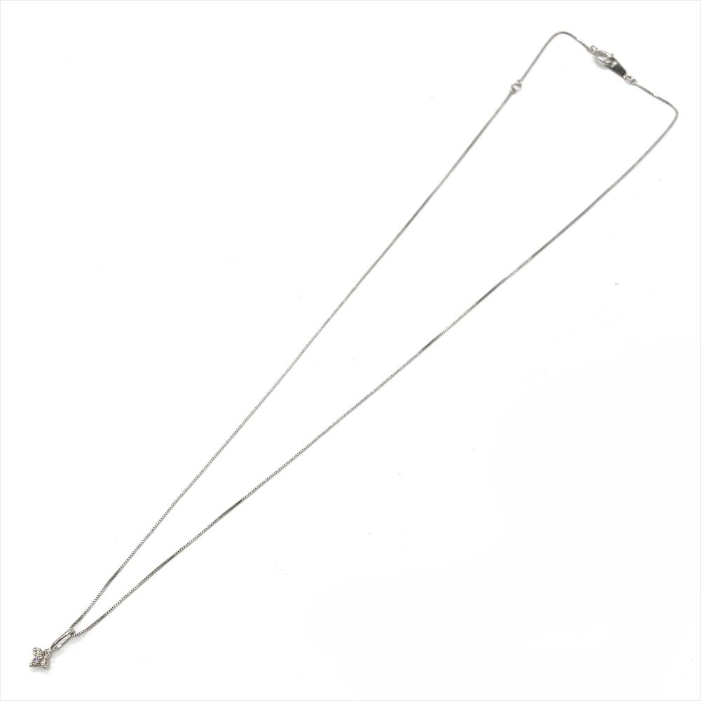 フラワー ネックレス ダイヤモンド 0.04ct K10WG 0.7g シルバー