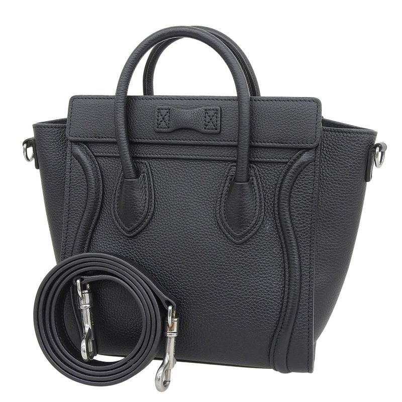 CELINE ナノバケット　2WAYバッグ/レザー/BLK セリーヌ CELINE ラゲージ ナノショッパー 2WAYバッグ ハンドバッグ