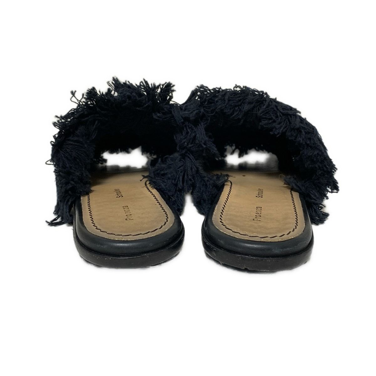  Proenza Schouler プロエンザスクーラー サンダル 36 レディース - 黒 フリンジ コットン レザー サンダル サンダル ミュール