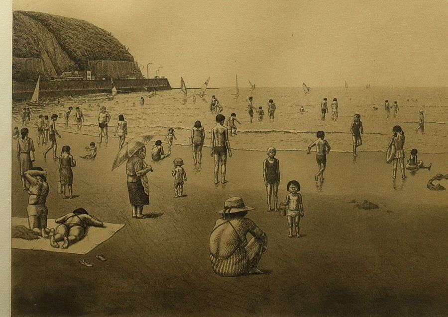 蔵A3389】相笠昌義 銅版画 海水浴をする人 32/80 - メルカリ