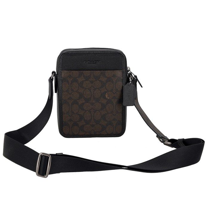 コーチ COACH ショルダーバッグ サリバン クロスボディバッグ CAT 78 QBXAM 2025 SS ウォルナット シグネチャーキャンバス ブラックレザー