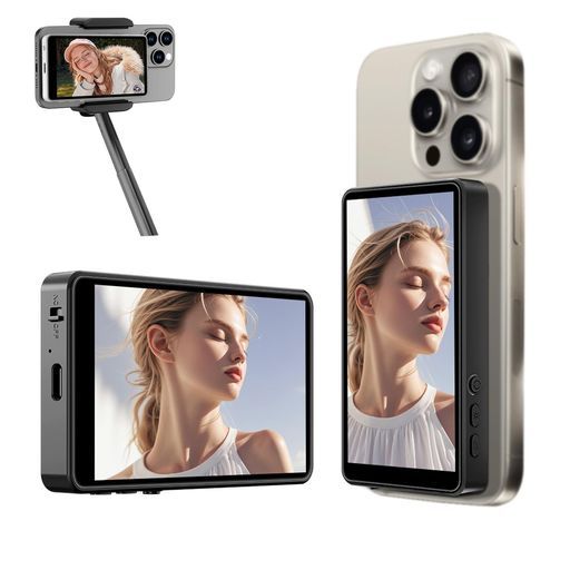 Selorr自撮りモニター4インチ超薄型Vlogモニター4 K 60 FPS低遅延撮影ワンタッチ画面回転輝度調整可10 m長距離ワンタッチ撮影 アプリ不要動画配信ビデオ通話自撮りに最適TikTok YouTube LIVE配信