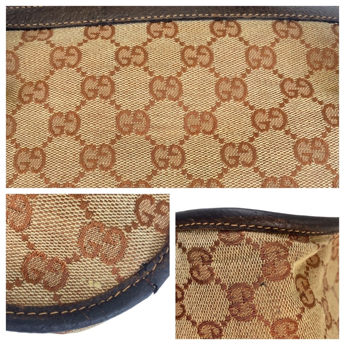 美品 GUCCI グッチ シェリーライン オールドグッチ ベージュ ブラウン