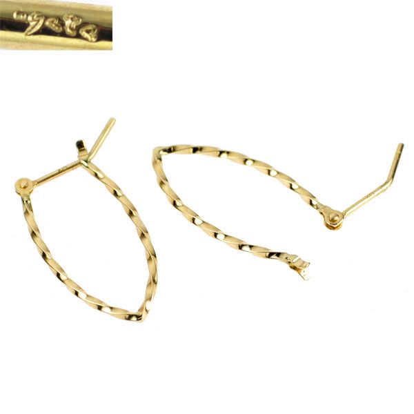 アガット K 10 YG デザイン フープ ピアス