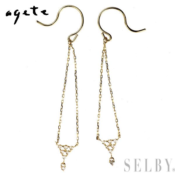 アガット K 14 YG 18 ローズカット ダイヤモンド ピアス