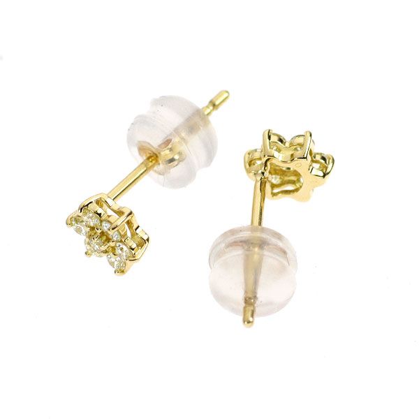 K 18 YG ダイヤモンド ピアス 0.20 ct フラワー