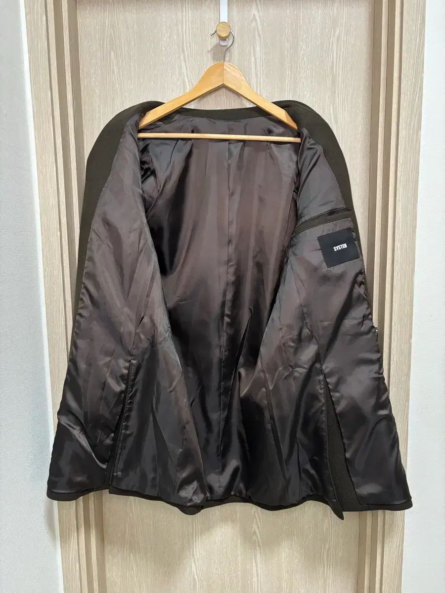 SYSTEM homme ウール ダブルハーフコート 100/ダークブラウン