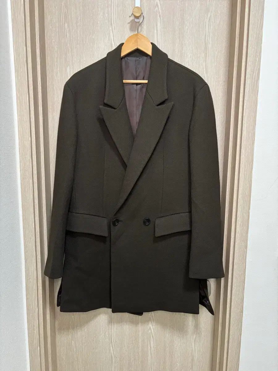 SYSTEM homme ウール ダブルハーフコート 100/ダークブラウン