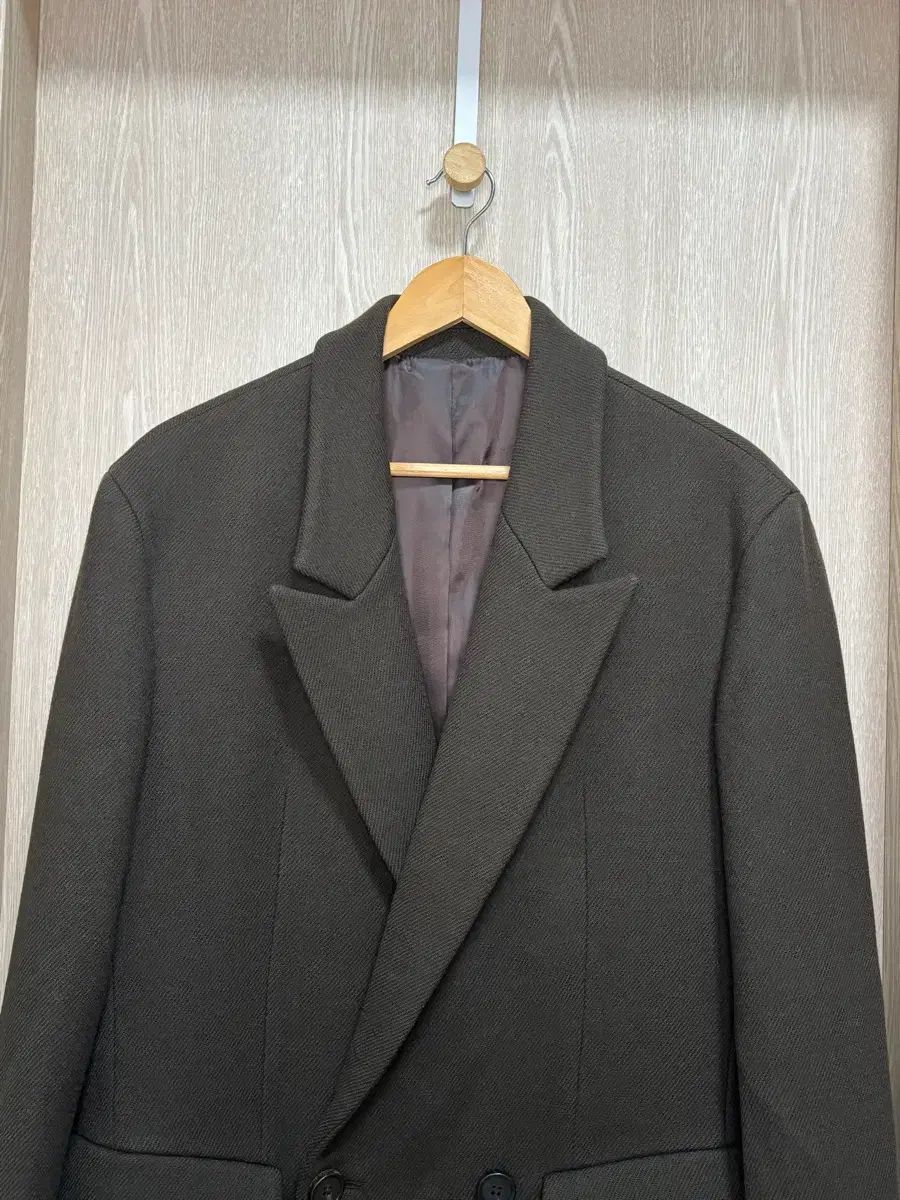 SYSTEM homme ウール ダブルハーフコート 100/ダークブラウン