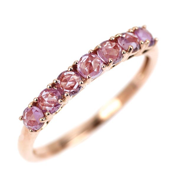 GSTV K18PG ローズカット ピンクサファイア リング 0.70ct 一文字