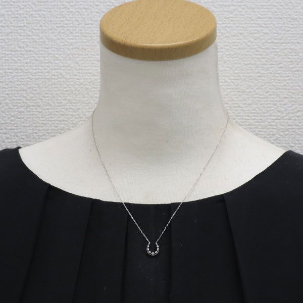 スタージュエリー　馬蹄型　ネックレス スタージュエリー K18WG ダイヤモンド ペンダントネックレス 0.08ct
