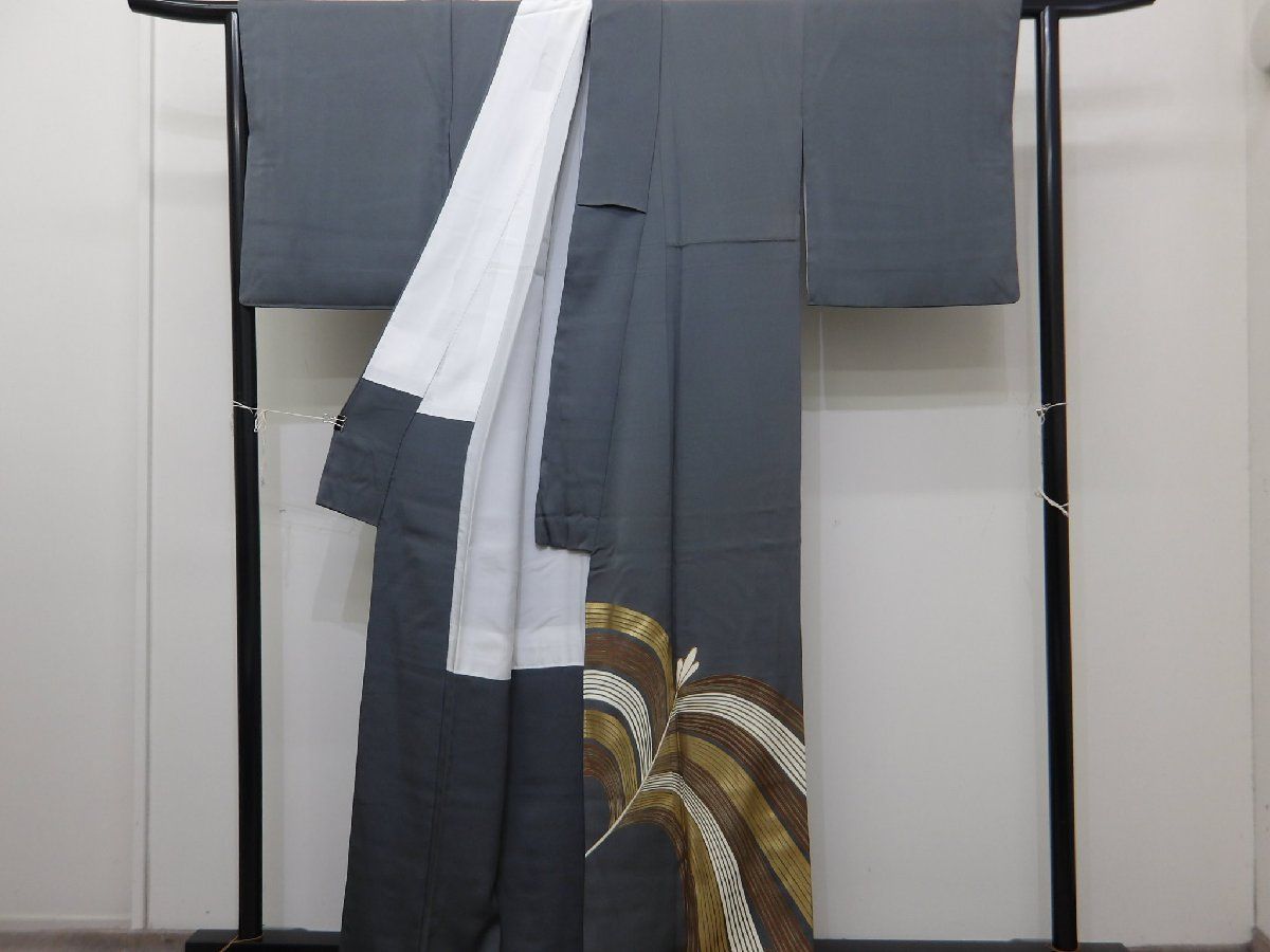 P 41254 手描き友禅 重厚な 色留袖 袷 仕立て上がり品 bc