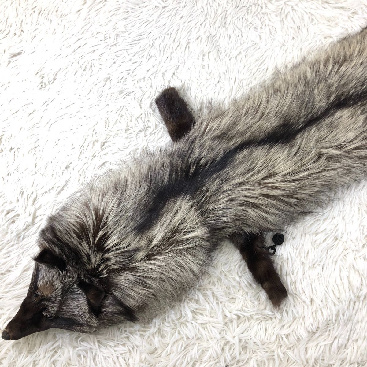 シルバーフォックス 顔付 ショール リアルファー 本毛皮 マフラー