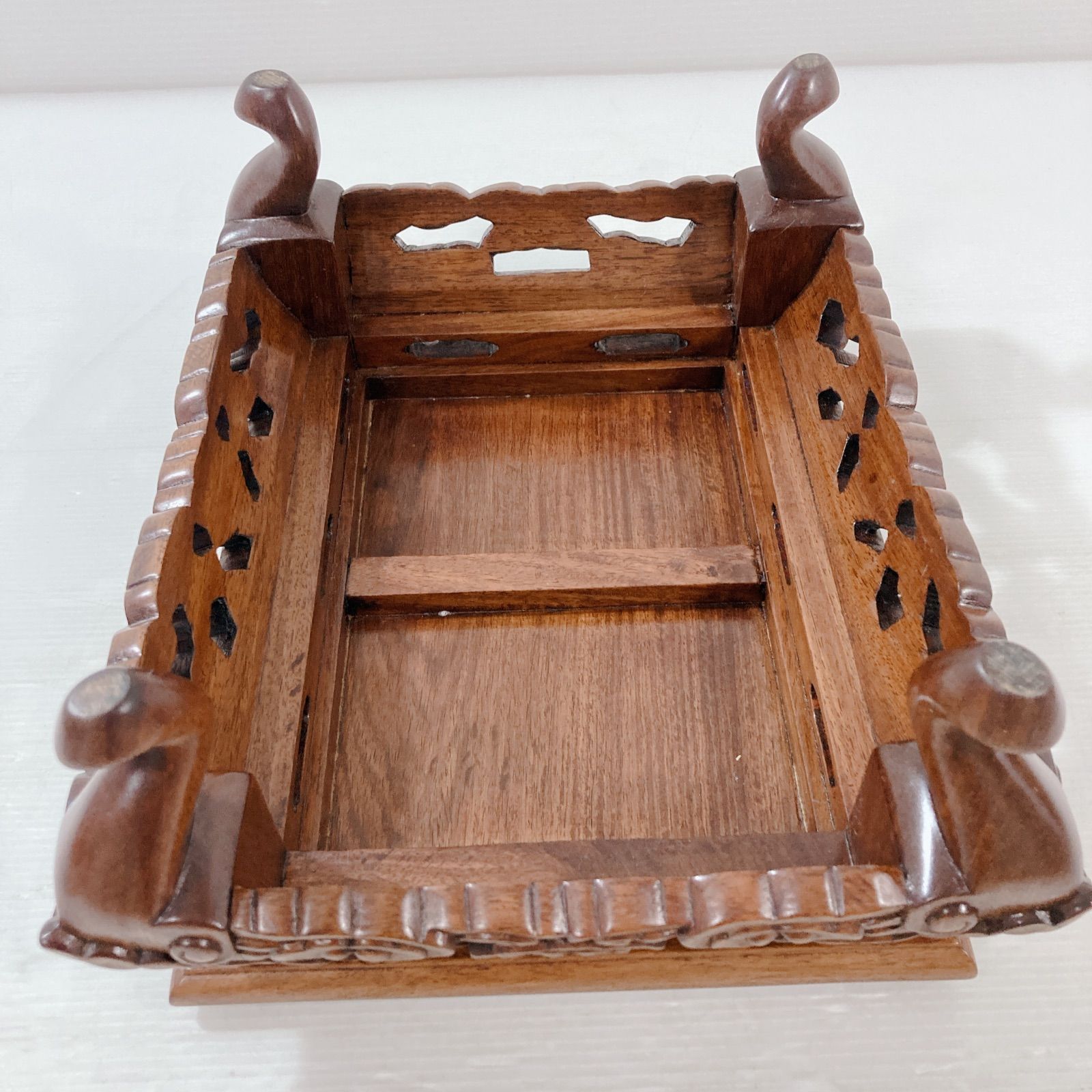 唐木透かし彫り 花台 盆栽台 置物 飾り台 台座 - メルカリ