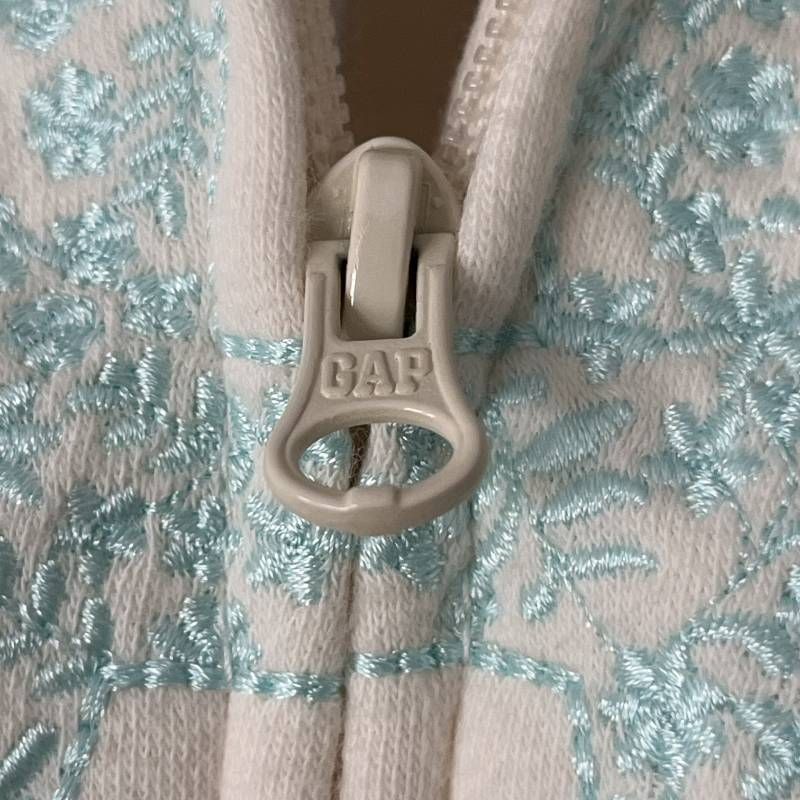 GAP Y2K Fur Trim Fleece Lined Zip Hoodie Kids 140 Ivory