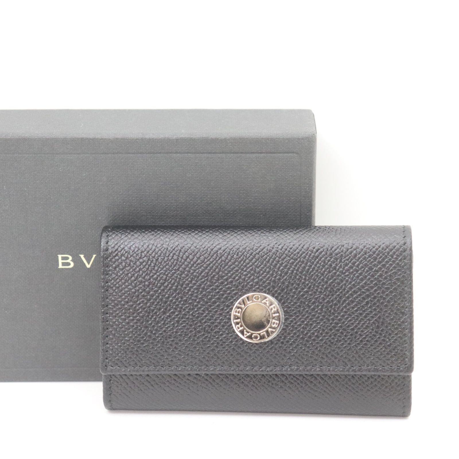 BVLGARI ブルガリ ブルガリブルガリ キーケース ブラック 黒 6フック レザー スナップボタン 箱 証明書