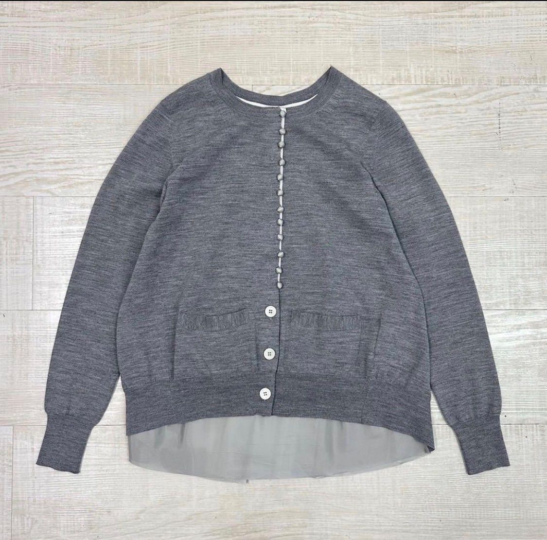 sacai サカイ 異素材 ドッキング バックフレア カーディガン CARDIGAN