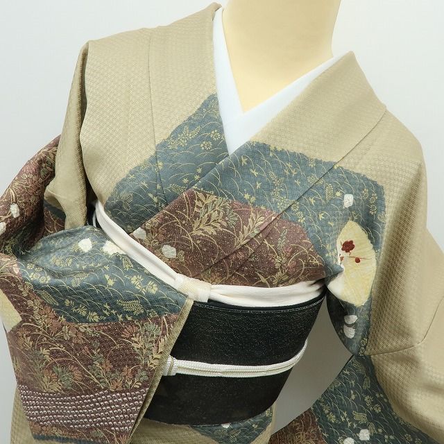  六花 RIKKA 正絹 刺繍 梅 椿 蝶 訪問着 手縫い仕立て 着物 A 4182 訪問着 付け下げ 着物