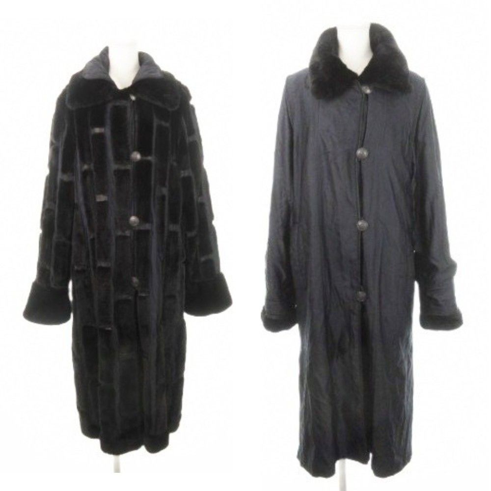 ターキスタク TURKIS TUKKU リバーシブルコート ファー シェアードミンク 毛皮 絹 シルク ロング丈 黒 ブラック AH 23 GY 18