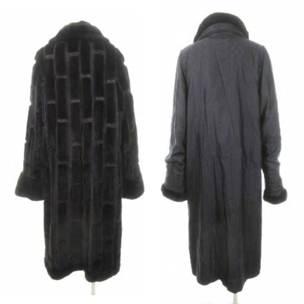 ターキスタク TURKIS TUKKU リバーシブルコート ファー シェアードミンク 毛皮 絹 シルク ロング丈 黒 ブラック AH 23 GY 18
