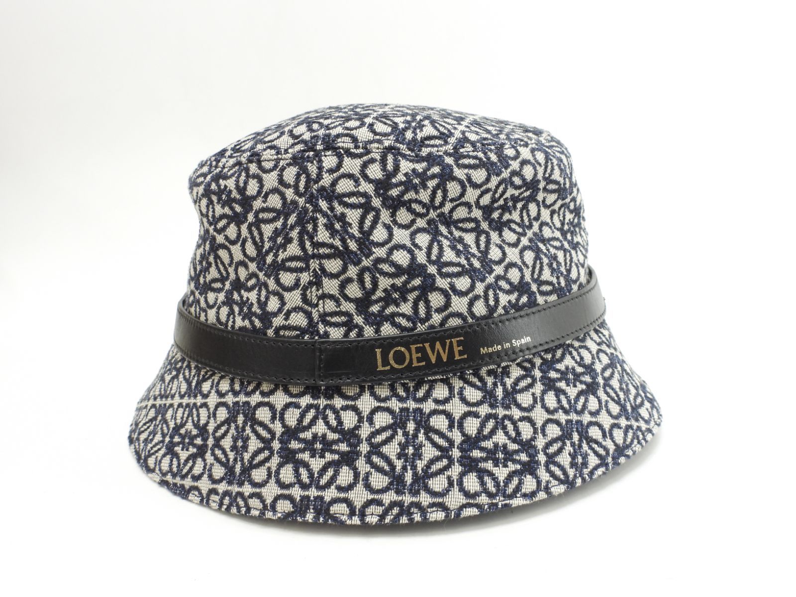 ロエベ バゲットハット リピートアナグラム コットン灰紺 ヘッドウォーマー 4