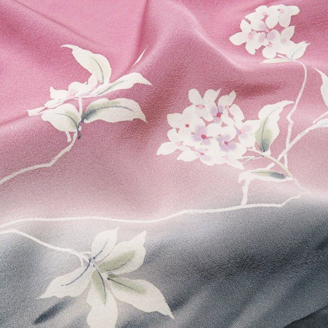  訪問着 着物 正絹 単衣 フォーマル 作家物 落款 花の図 石竹色 身丈162 cm 裄66.5 M ワイド きもの北條 A 852-3 訪問着 付け下げ 着物