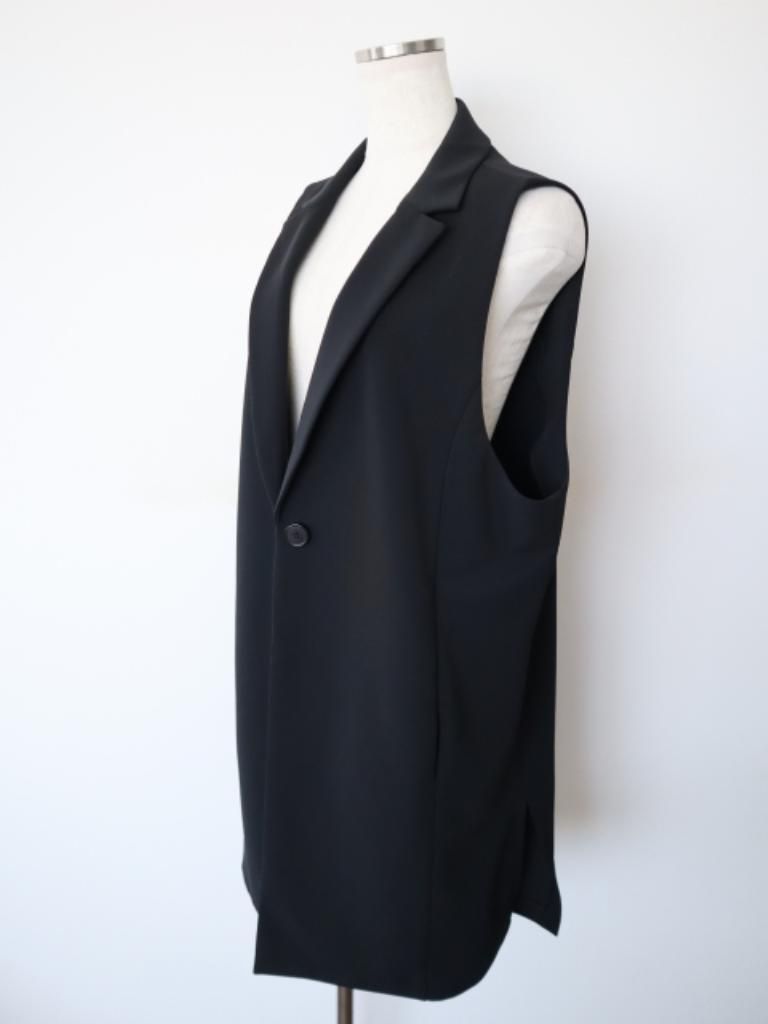 製 Leilian レリアン ベストジレ 大きいサイズ 13 ブラック ストレッチ素材 横スリット み 6460971