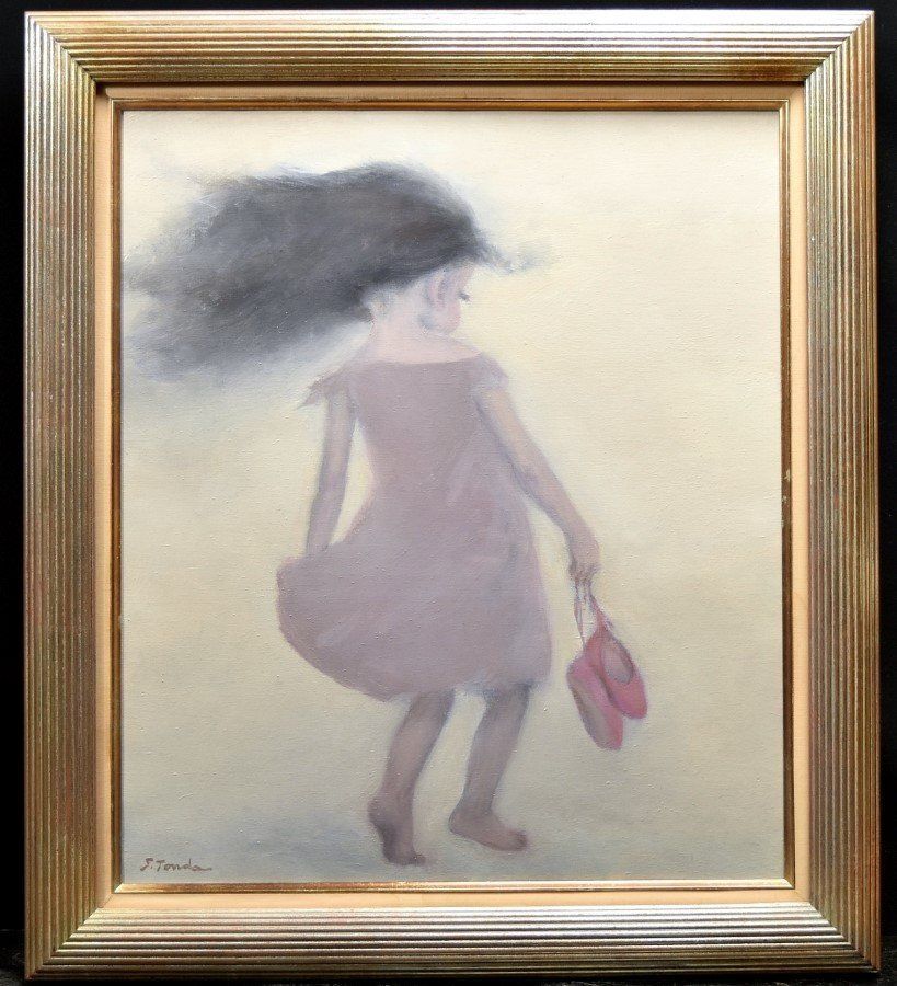 蔵C 9530 頓田室子 赤い靴 油彩 10号 絵本画家