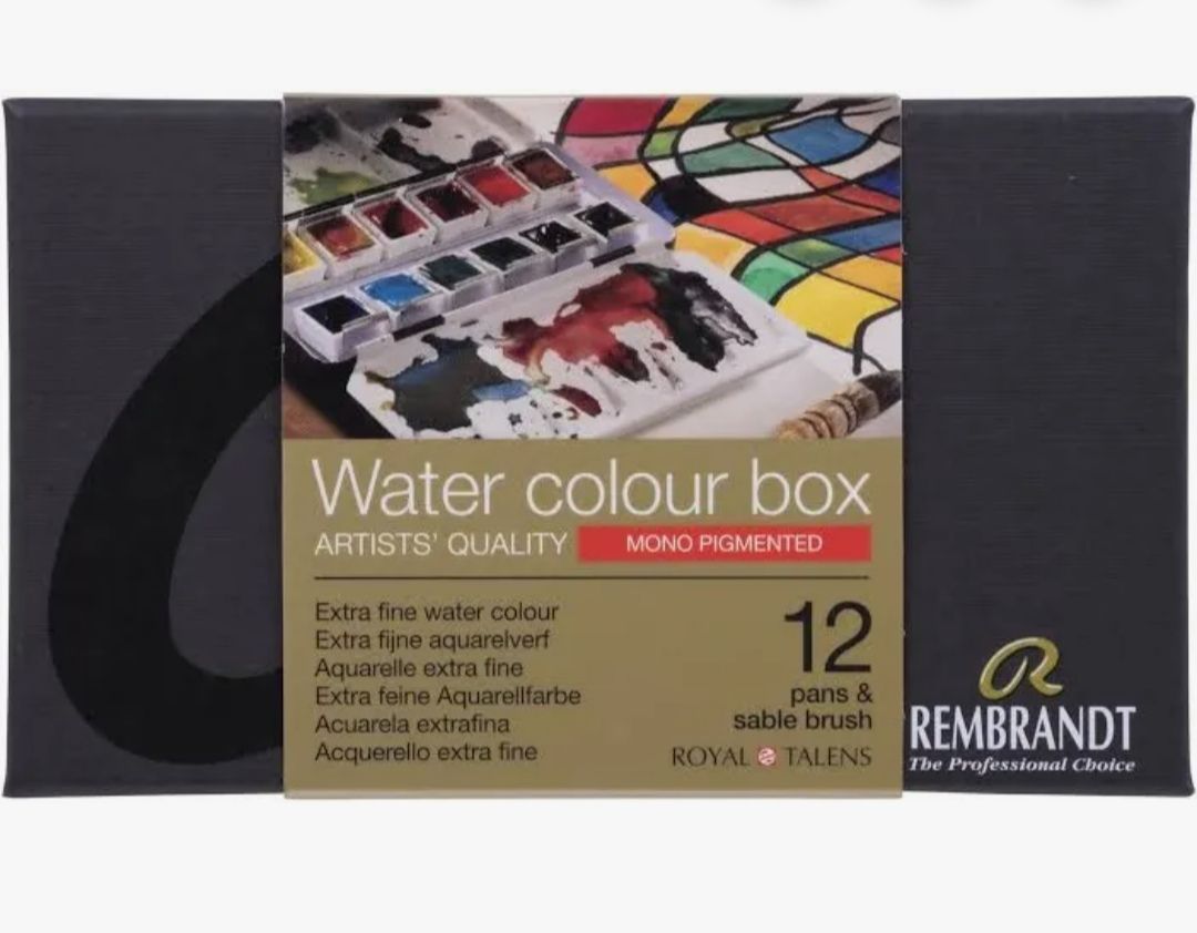 TALENS ターレンス レンブラント REMBRANDT Water colour box 固形水彩絵具 モノピグメント セット ハーフパン ピュアレッドセーブル筆付