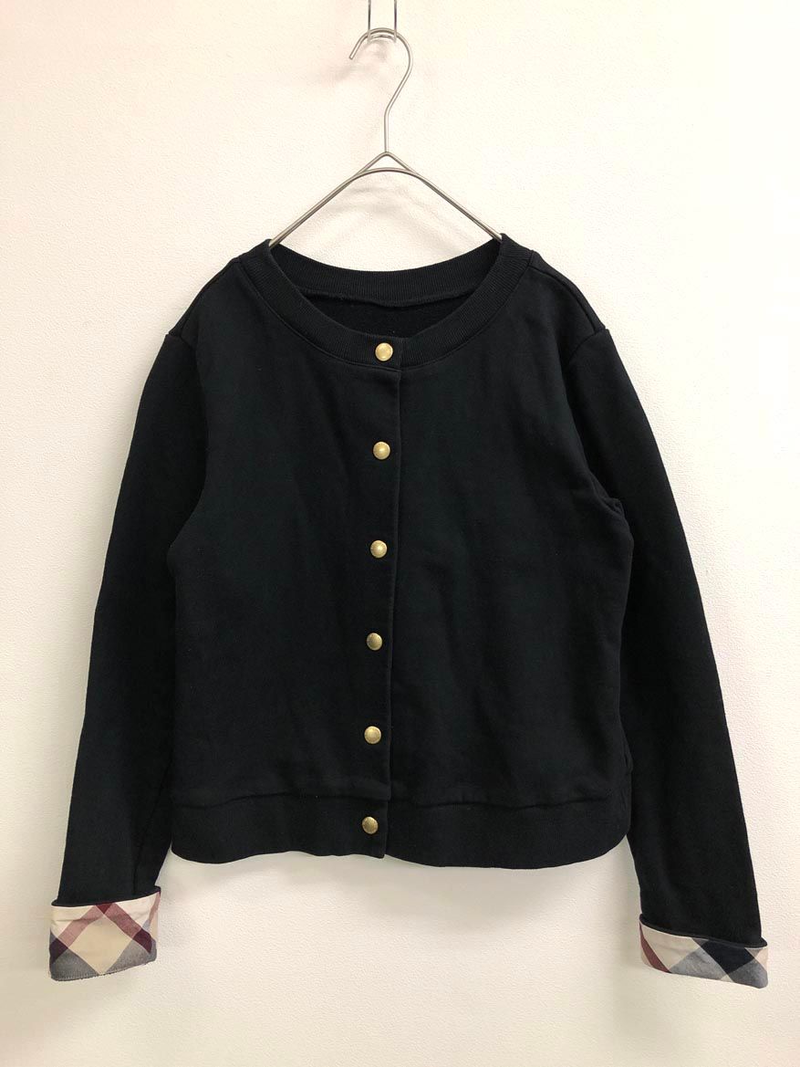 BLUE LABEL ブルーレーベル クレストブリッジ 55 P 20 899 09 クリアコンパクト裏毛カットソー カーディガン size 38 黒 レディース