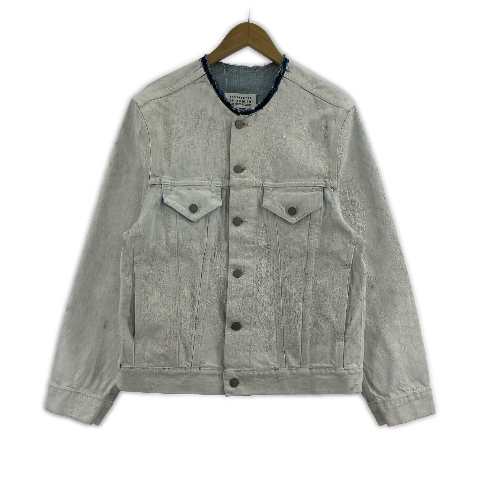 【新品】Maison Margiela ペンキデニムジャケット46 おまけ付き MAISON MARGIELA 21AW ビアンケット ペンキ デニムジャケット 46