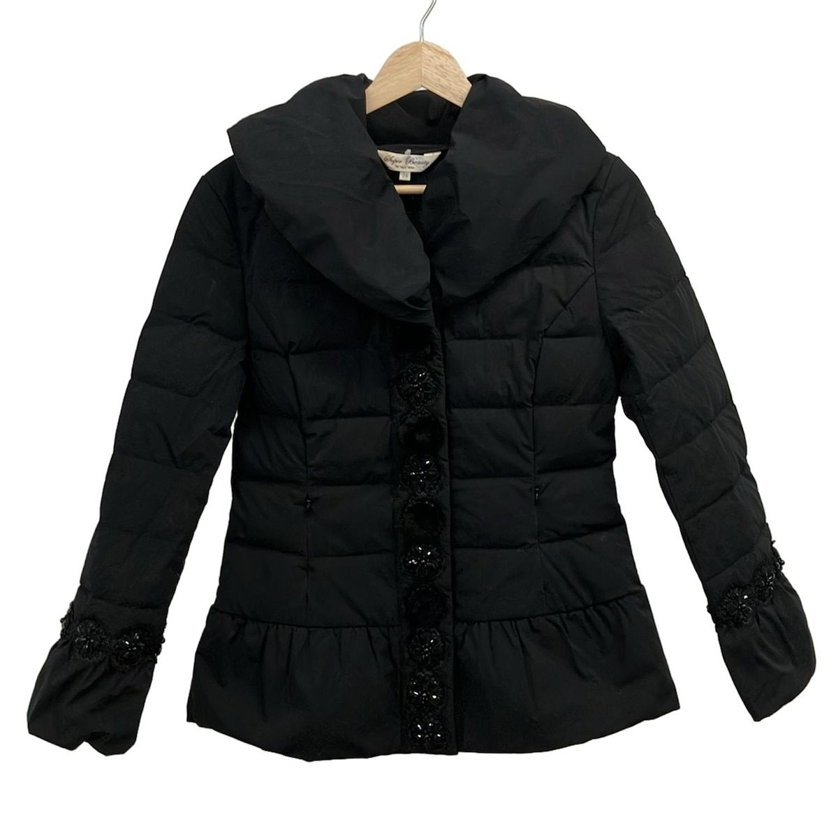 スーパービューティー ダウンジャケット サイズ38 M レディース - 黒 長袖 ビジュー レース ビーズ 冬