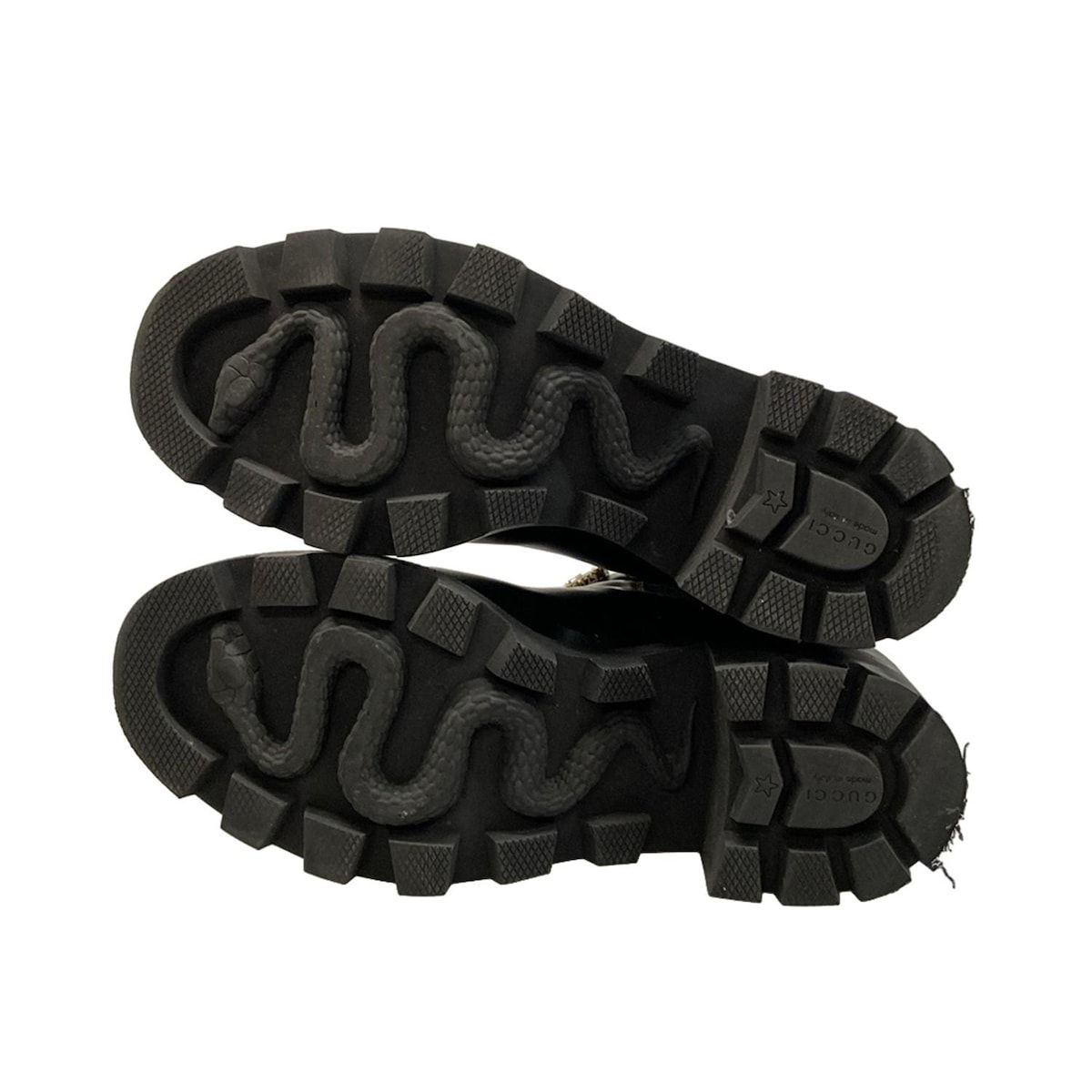  GUCCI グッチ ショートブーツ 37 レディース - 550036 黒 サイドゴア ビジュー ダブルG ベルト取り外し可 レザー ブーティ ブーツ