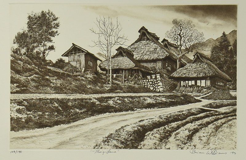 蔵A2817c】リトグラフ シート ブライアン・ウィリアムズ「明治の小径