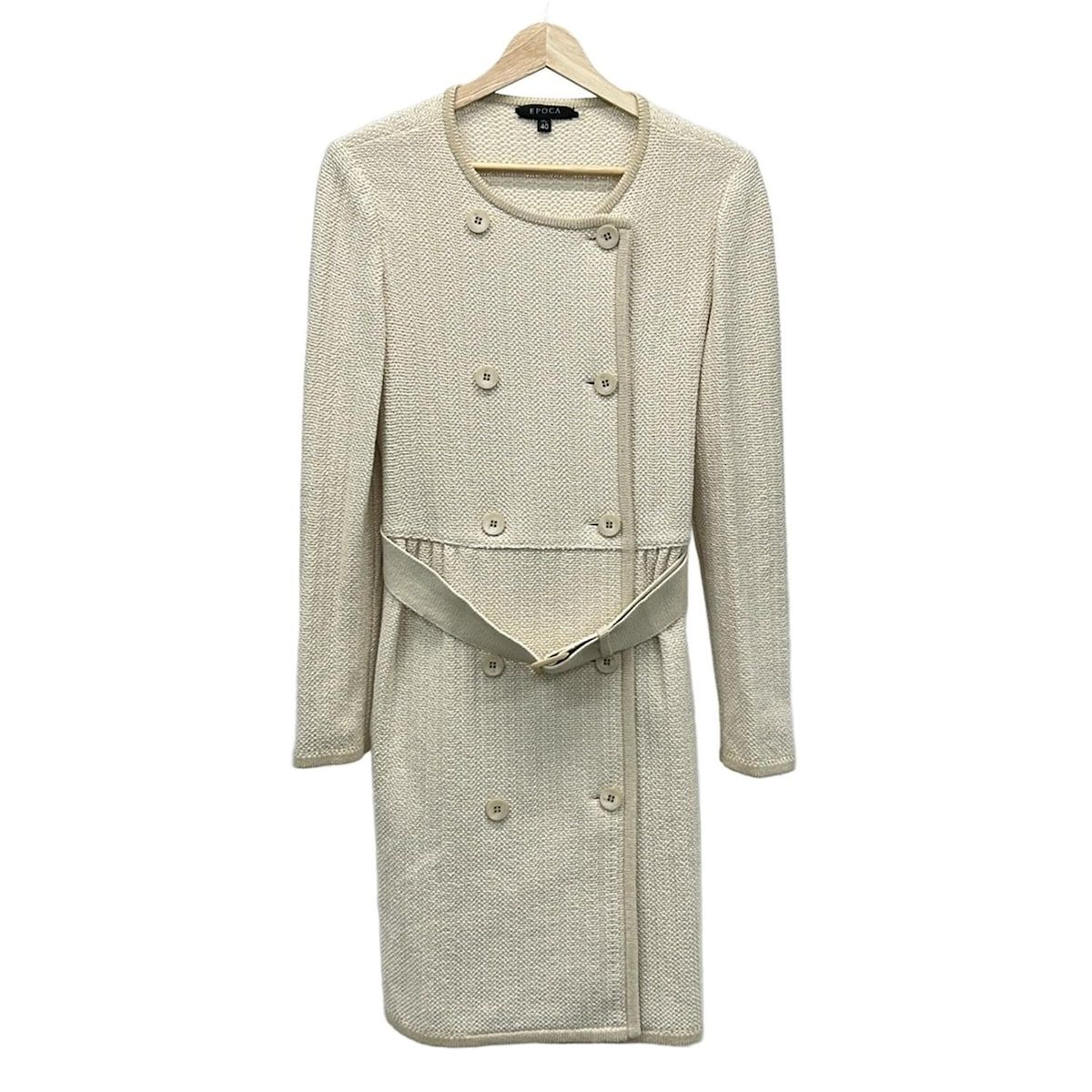 EPOCA(エポカ) コート サイズ40 M レディース美品 - ベージュ×白 長袖