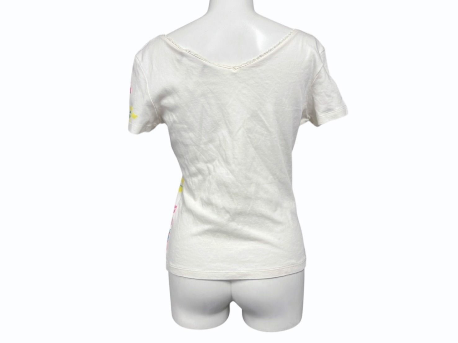 Christian Dior クリスチャンディオール Vネック半袖Tシャツ サイズ40 マルチ ガリアーノ期 総柄 4 b 010383