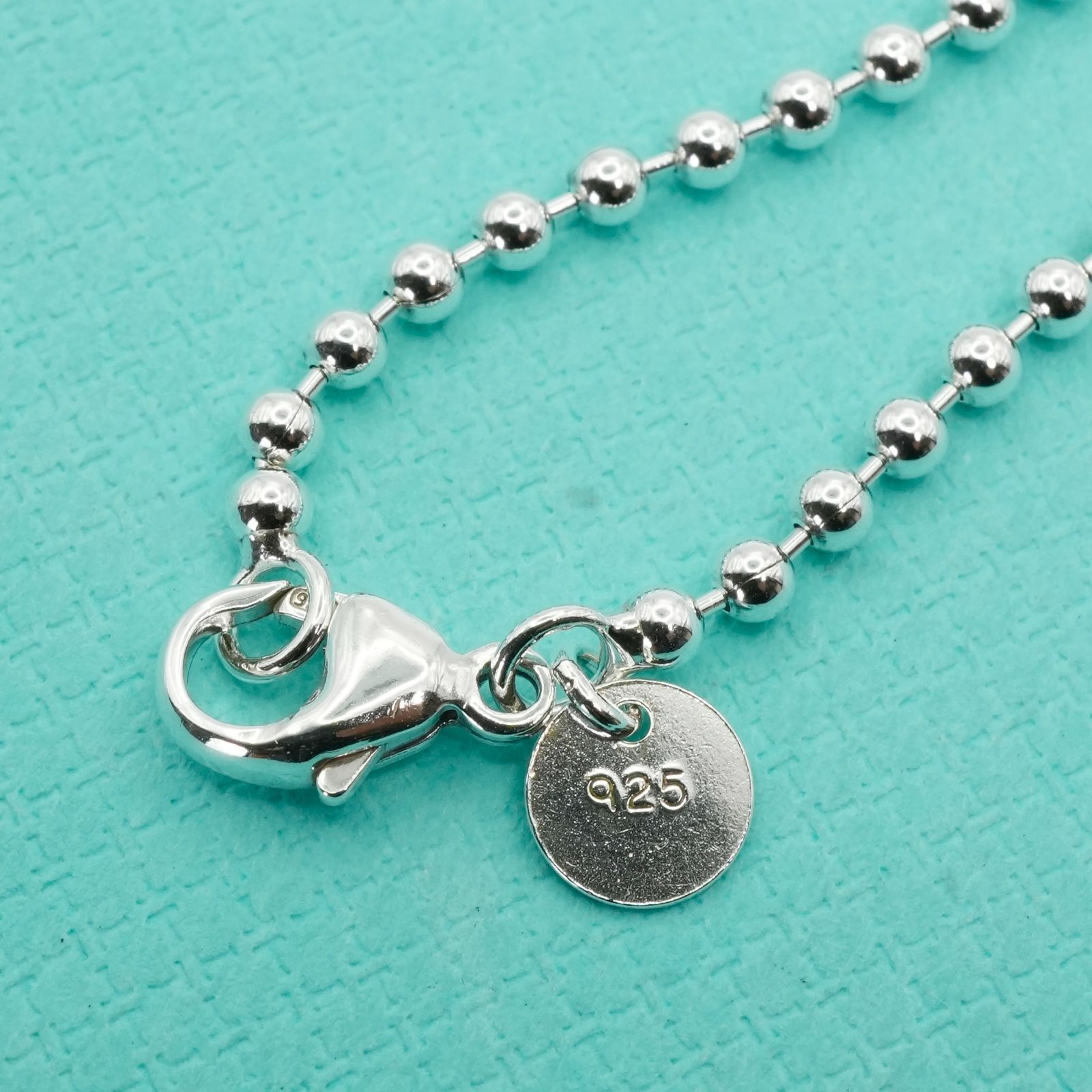 極美品87cm ティファニー ボールチェーン ロング ネックレス/25-2461