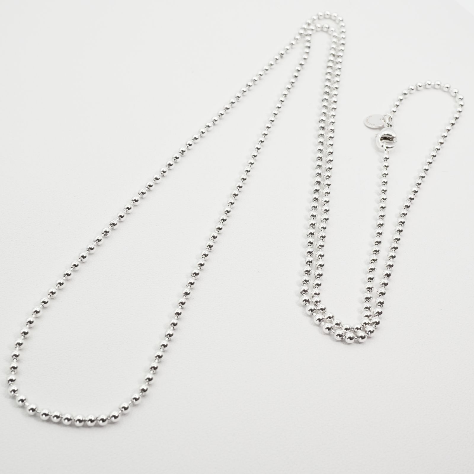 極美品87cm ティファニー ボールチェーン ロング ネックレス/25-2461