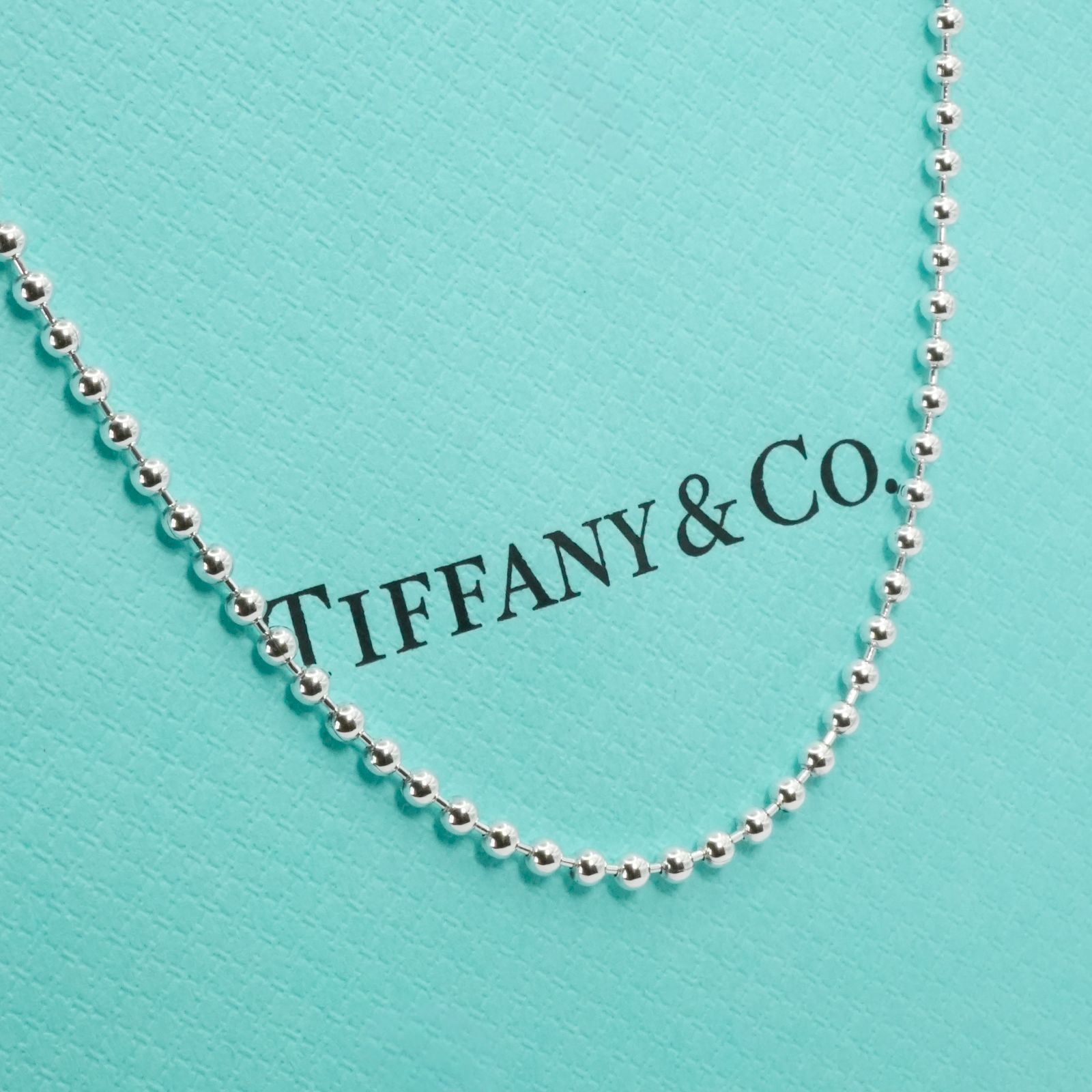 極美品87cm ティファニー ボールチェーン ロング ネックレス/25-2461